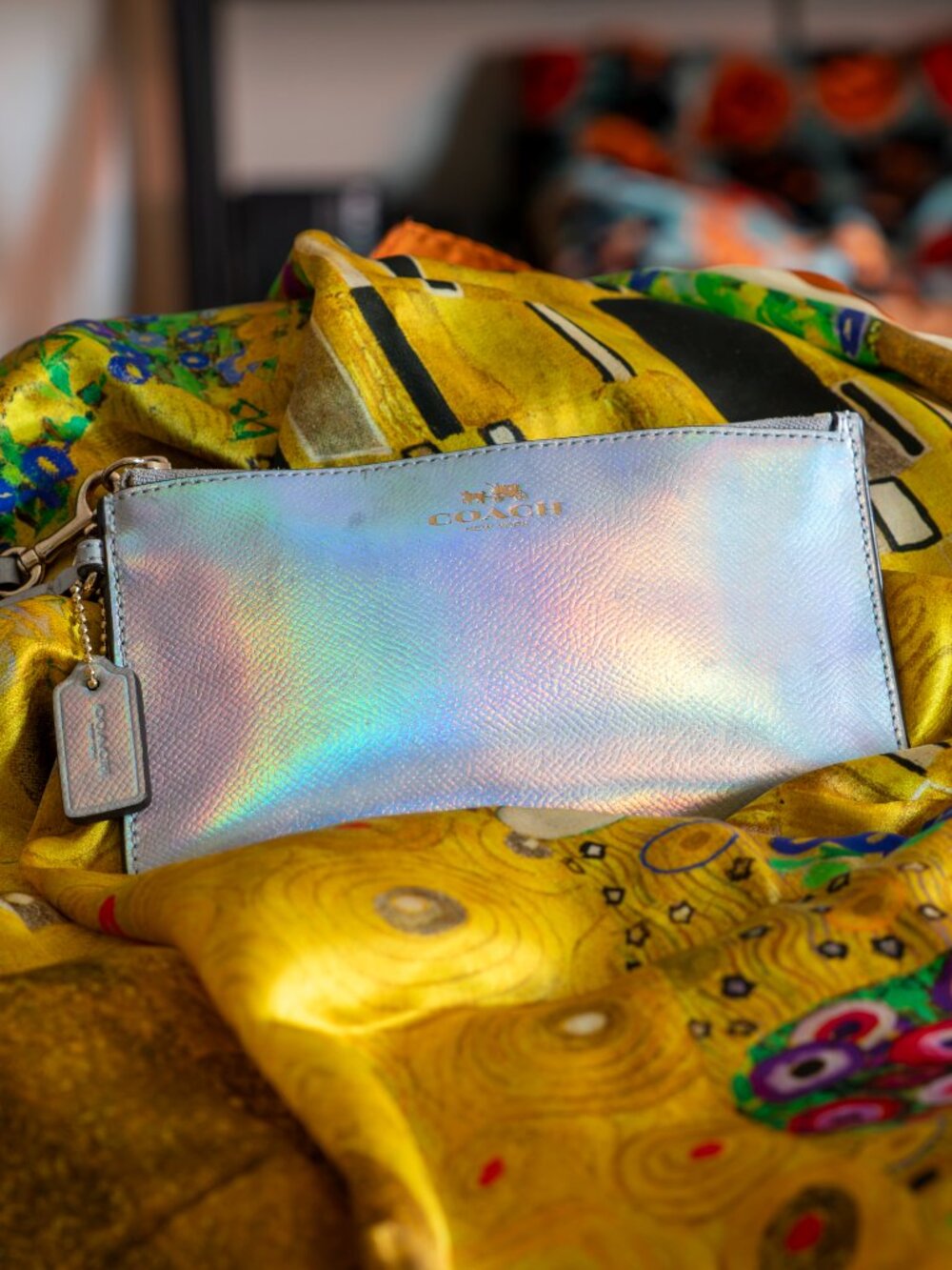 RARE Coach Corner Zip Wristlet – Hologram Leather | Style F65517 / 64938